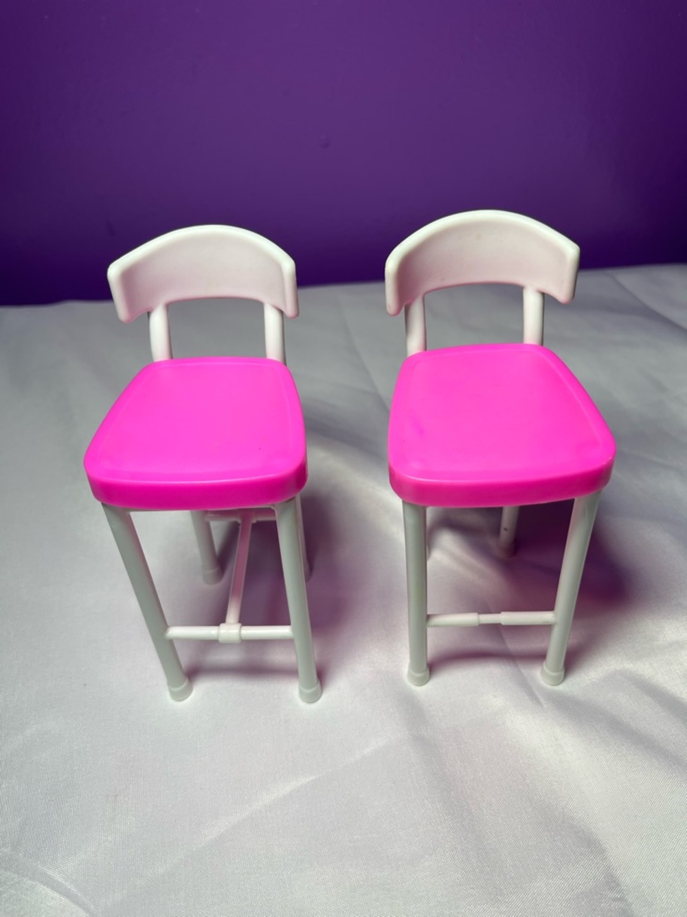Two Vintage Barbie Doll Chair Pink White Replacement‎ Furniture Mattel 1995
